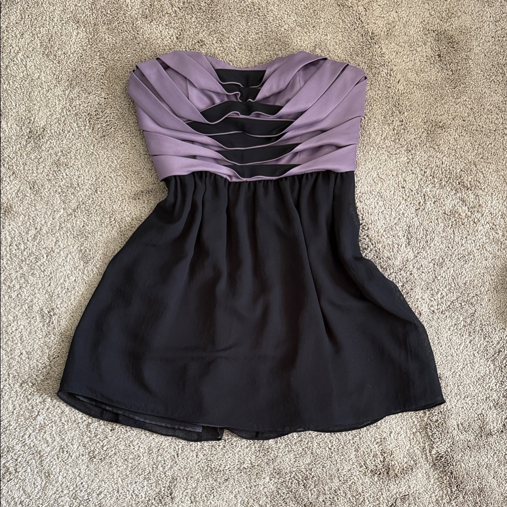 BCBGeneration Strapless Dress in Lavender and Black